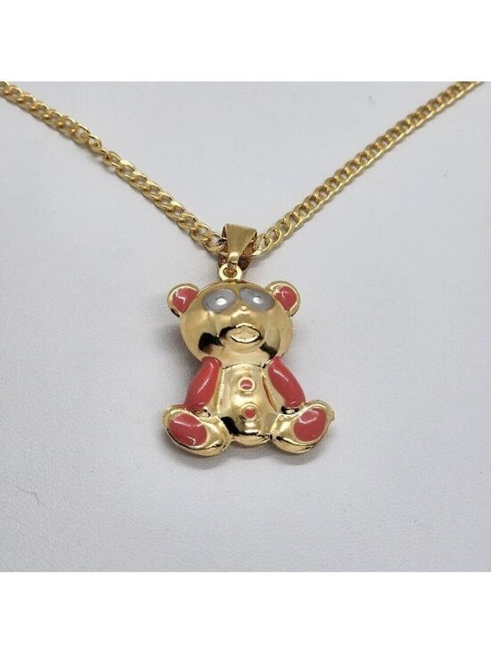 Jewelry - Brand New Brazilian 18k Gold Filled PINK Teddy Bear Necklace